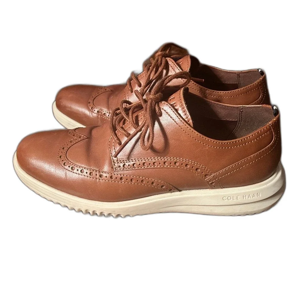 Cole Haan Men's Tan Leather Oxfords Size 7 Dress Shoes Work Office Casual Brown